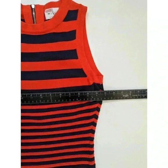 MILLY Stripe Ottoman Fitted Dress In Navy Size Medium Midi Bodycon - Picture 5 of 10